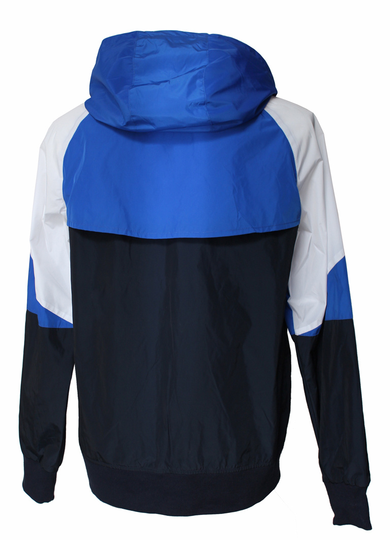 Children's Zip Fastening Sport Coats, White Blue Black Patchwork Hoodies