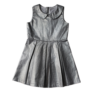 Girl′s Sparkly Argenteous Dress for Play, Girl′s Sleeveless Clothes Dress