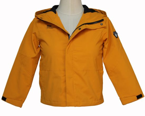 New Arrival Children′s Zip Fastening Saffron Yellow Hooded Coat