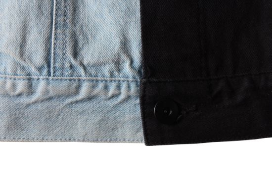 Distinctive Style Blue and Black Patchwork Men′s Denim Jackets