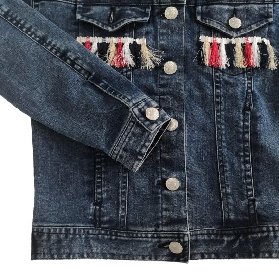 Girl′s Denim Jacket with Tassels
