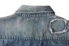 New Arrival Blue Ripped Denim Western Style Chest Pocket Long Sleeve Shirt for Man