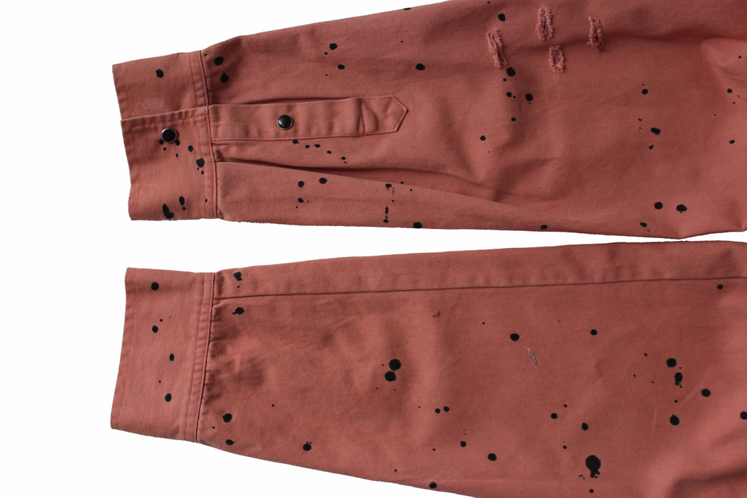 Factory Price Men's Flesh-Coloured Ripped Denim Long Sleeve Shirts