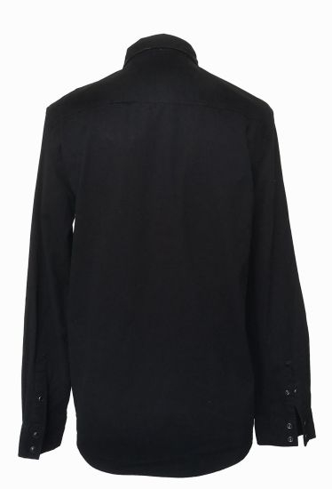 Men Long Sleeve Inwrought Denim Basicstyle Black Denim Shirt