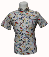 High-End White Cotton Casual Fashion Short Sleeve Flora Shirts