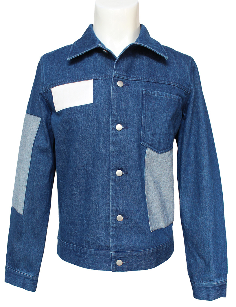 Delicate Design Light Blue Wash Jackets, Men's Patchwork Denim Jackets