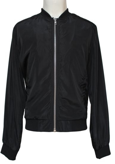 OEM Service Custom High-End Pure Polyester Men′s Black Bomber Jacket