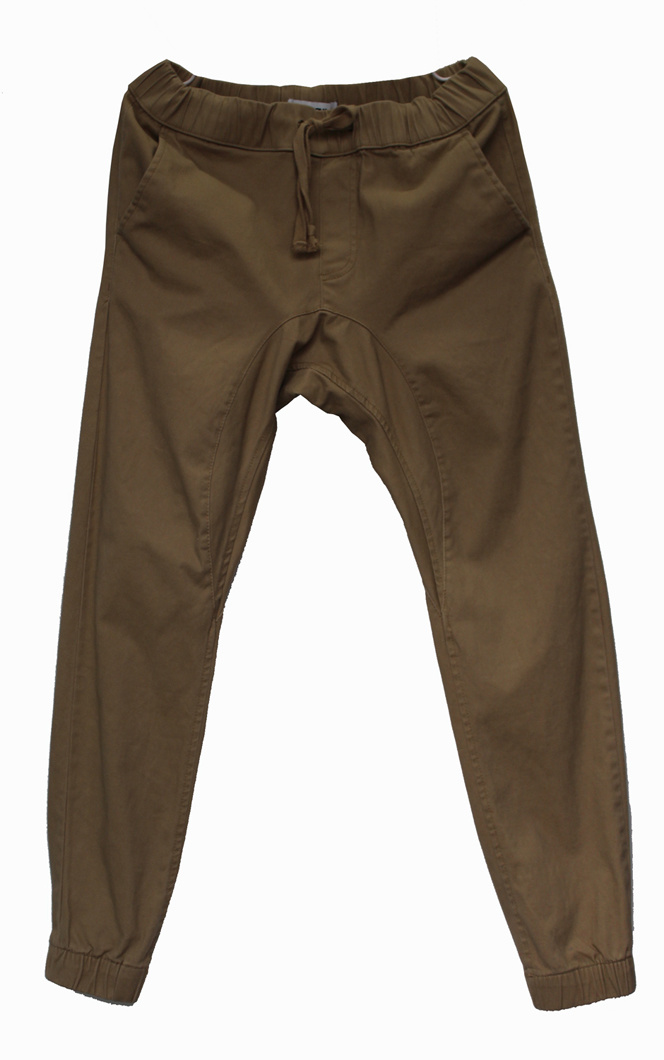 Men's Khaki Loose Trousers Cotton Drawstring Waist Sweatpants