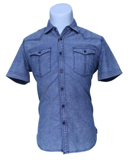 New Arrival Men′s Short Sleeve Casual Denim Shirt
