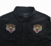 Men Long Sleeve Inwrought Denim Basicstyle Black Denim Shirt