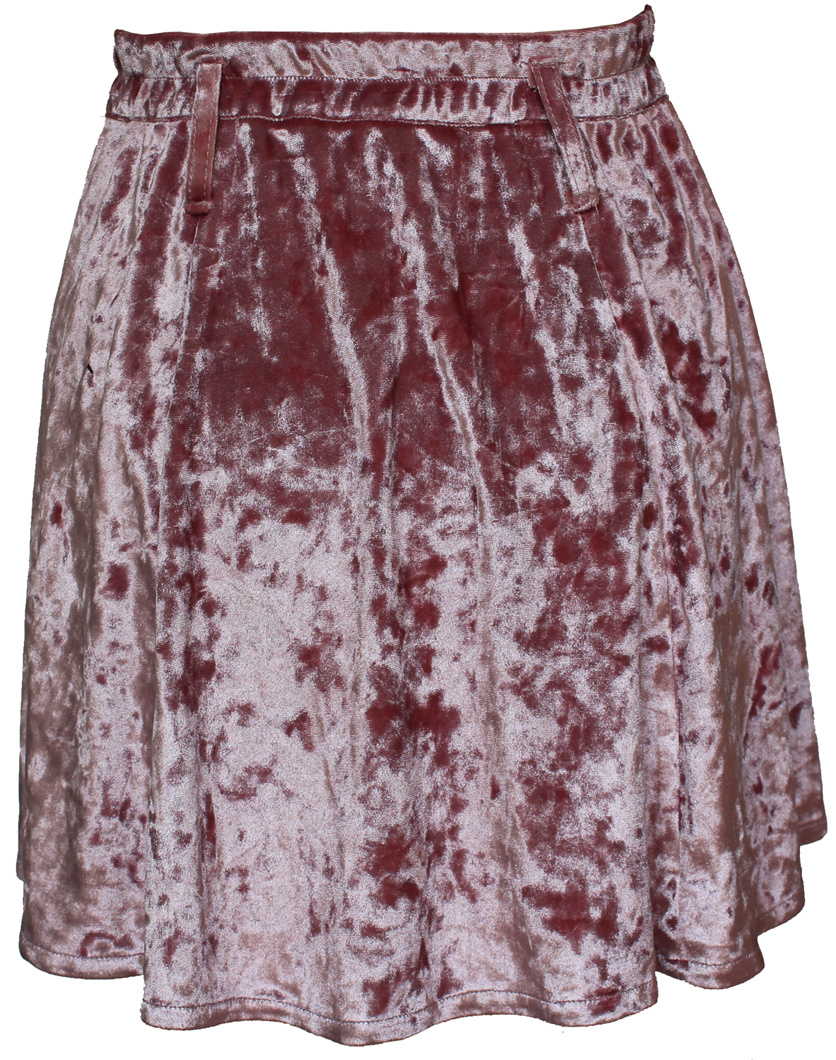 Women's Short Pink Velvet Skirt