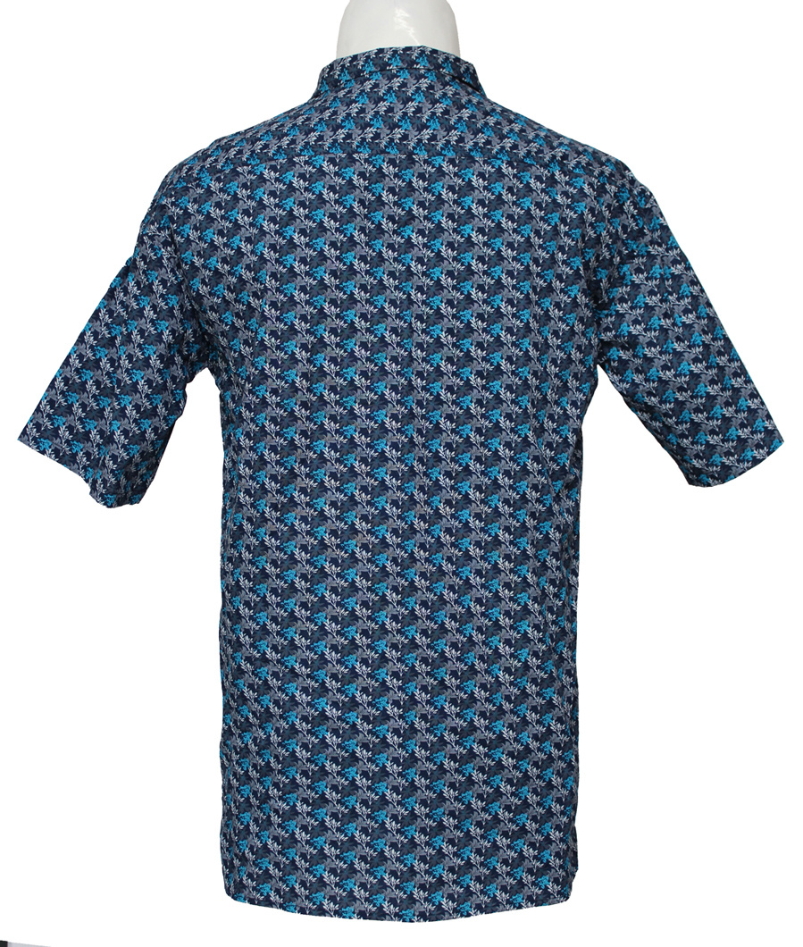 Men's Casual Cotton Semi-Sleeved Shirts, Blue and Gray Printed Shirts