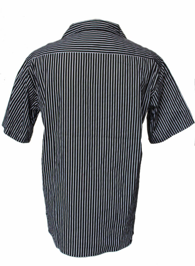 High-End Custom Short Sleeves Shirts Black and White Stripe Shirts