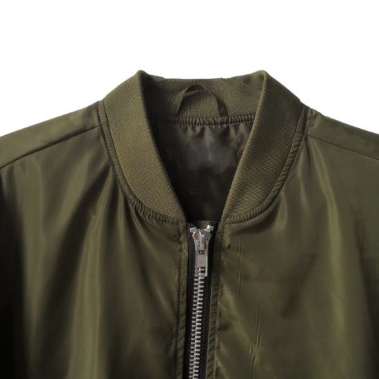 Custom High-End Pure Polyester Men′s Olive Bomber Jacket