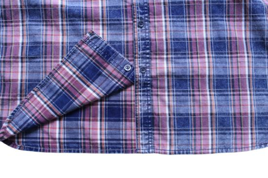 Men′s Checked Plaid Grid Shirts, Yarn Dyed Checked Short Sleeve Shirts