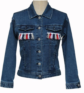 Distinctive Style Kids Denim Outwear Denim Jacket with Tassel