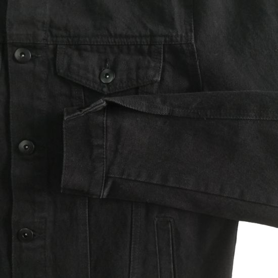 OEM Service Custom Men′s Black Denim Jacket