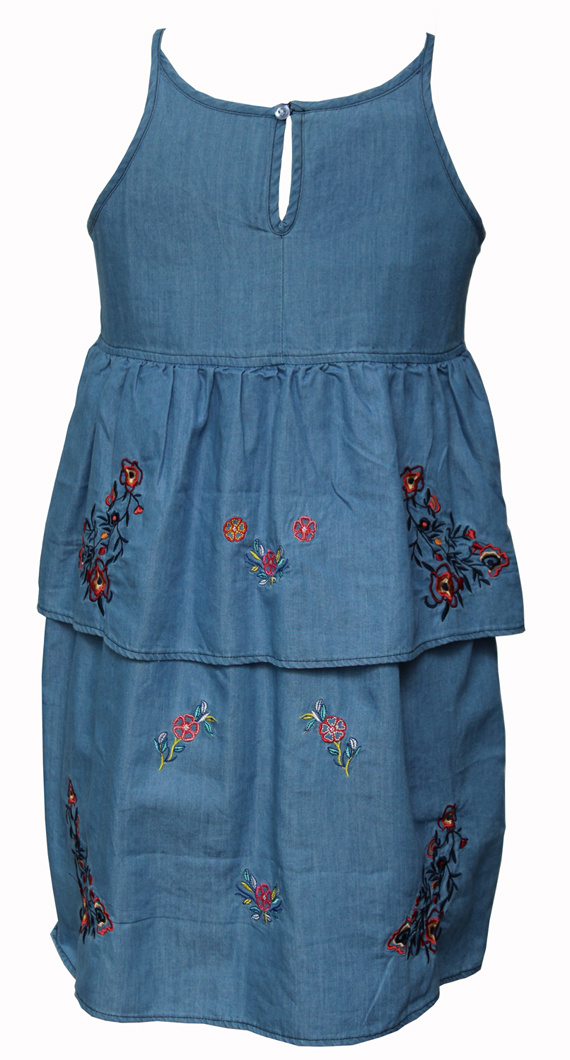 Summer Girl's Dresses off-Shoulder Cotton Children Dress with Needlework