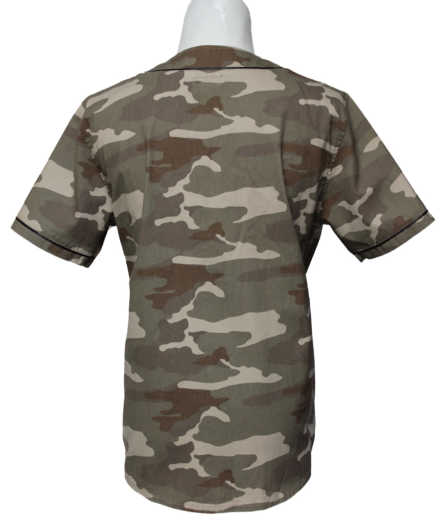 High-Grade Men's Camouflage Denim Short-Sleeved Collarless Jackets