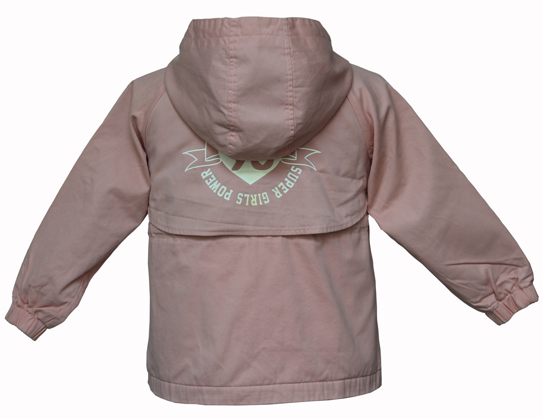 Children's Pure Color Pink Padded Hooded Coat