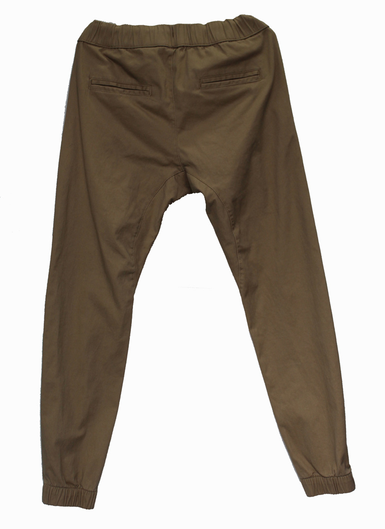 Men's Khaki Loose Trousers Cotton Drawstring Waist Sweatpants