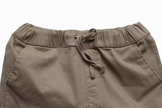 Men′s Khaki Loose Trousers Cotton Drawstring Waist Sweatpants