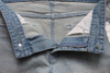 Light Blue Printed Design Denim Casual, Biker Denim Pants