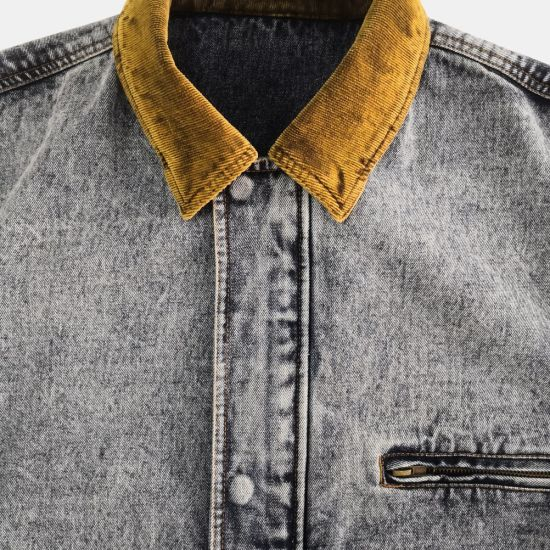 OEM Service Custom Men′s Contrasting Collared Denim Jacket