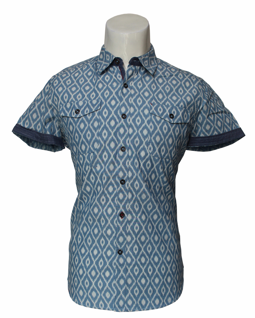 Cotton Casual Fashion Short Sleeve Stripe Shirt for Men
