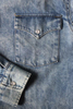 New Arrival Blue Ripped Denim Western Style Chest Pocket Long Sleeve Shirt for Man