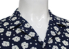 White Printed Cotton Men′s Casual Semi-Sleeved Shirt with Navy Blue Background