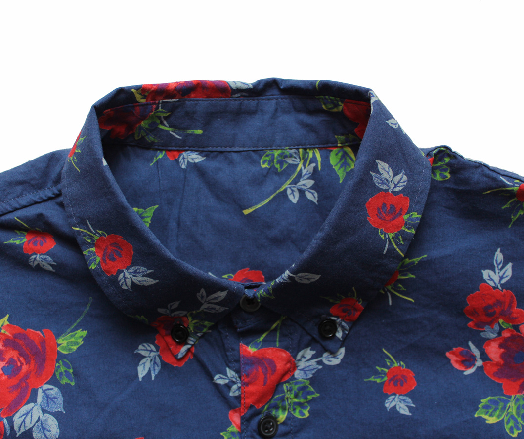 OEM Factory Cotton Casual Fashion Short Sleeve Flora Shirt for Men