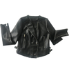 Fashion Zipper up Outdoor Jacket PU Faux Leather Jacket with Metal Buckle for Woman