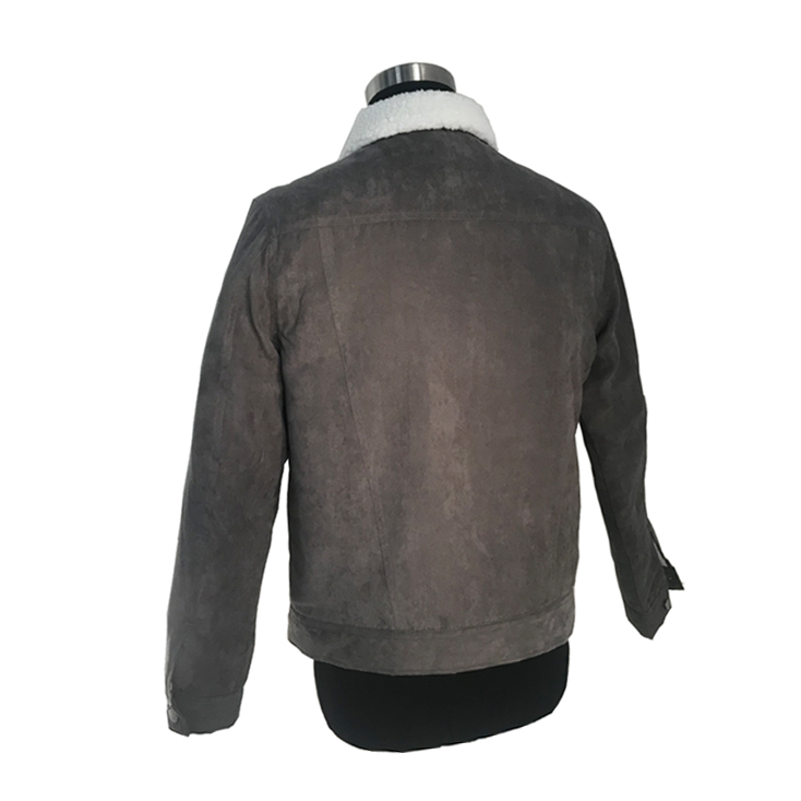 Wholesale Grey Faux Suede Biker Jacket Mens Trucker Jacket