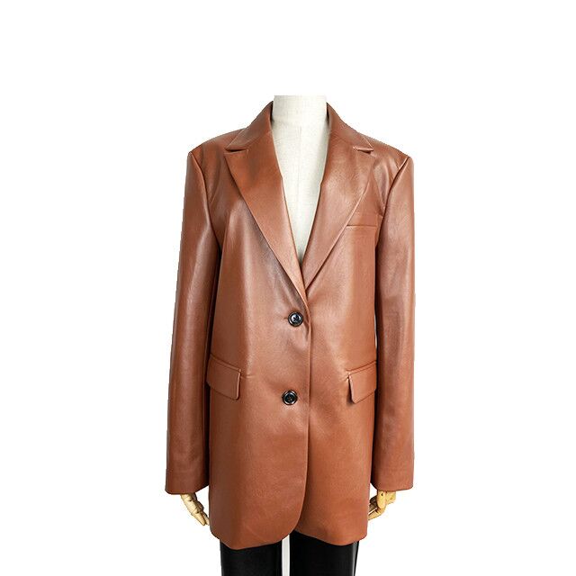 brown PU blazer (1)