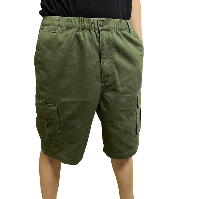 Men's fashion woven cotton olive color cargo pants shorts