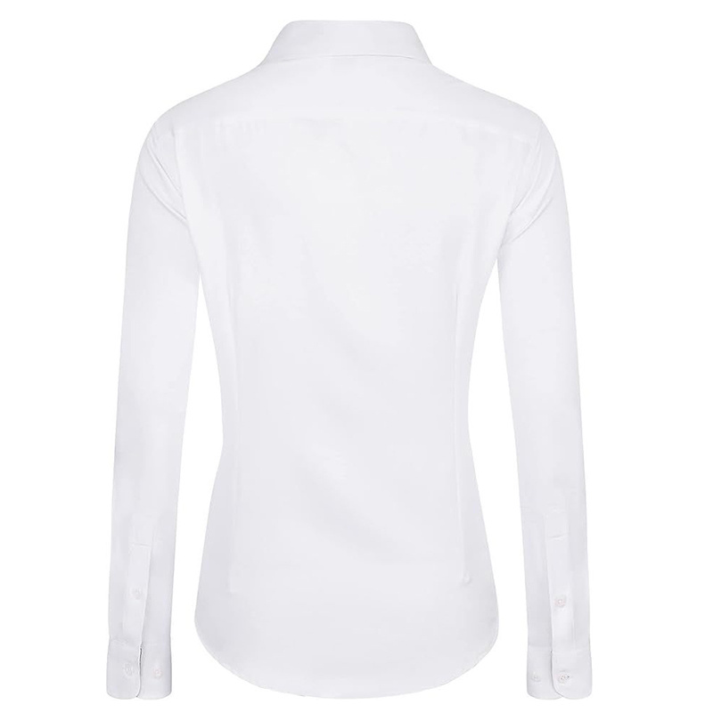 Women Basic Blouse Hidden Button Business Office Commuter Long Sleeve Dress Shirt