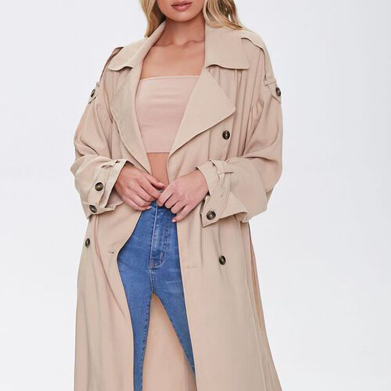 Women Fahsion Overcoat Spring/Autumn Outerwear Windbreaker Jacket Double-Breasted Windproof Dust Trench Coat