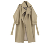 Elegant Women's Windproof Long Trench Coat with Waist Belt