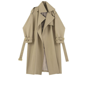 Elegant Women's Windproof Long Trench Coat with Waist Belt