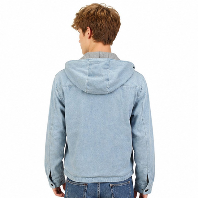 Men's Cotton Denim Hoody Windproof Lined Sports Jacket