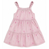 Girls Sleeveless Knee-Length Square Neck Spaghetti Strap Embroidery Tiered Dress
