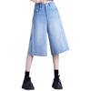 Women Retro High Waist Loose Fit Mid-Length Denim Shorts