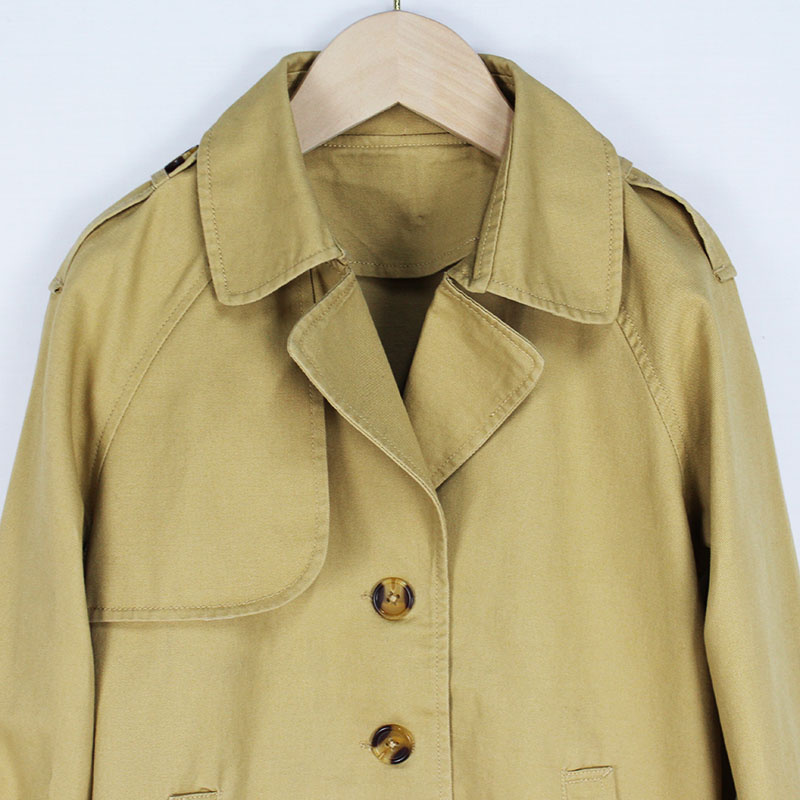 Girls' Cotton MID-Length Loose Windproof Single-Breasted Jacket Trench Coat