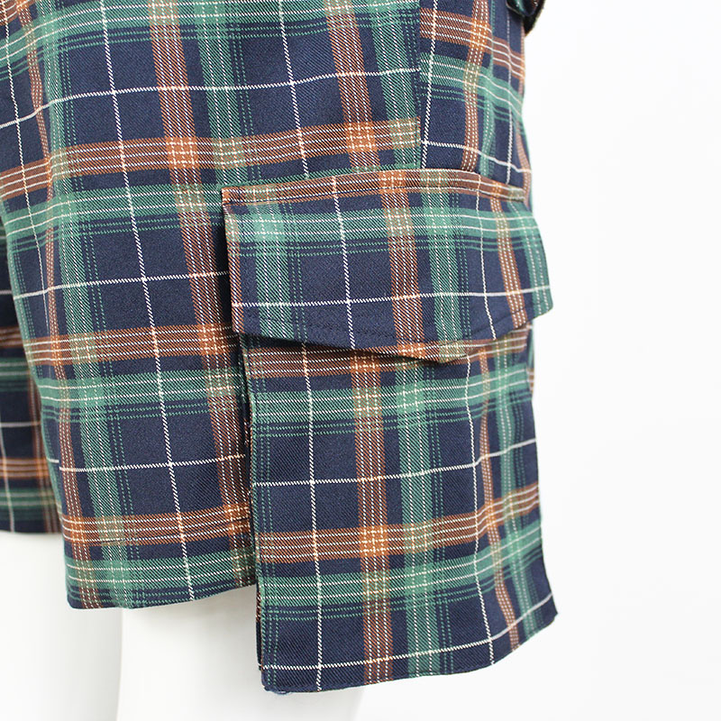 Women's Plaid Elastic Waist Multi-Pocket Bermuda Cargo Shorts