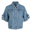 Girls Cotton Ruffle Short Sleeve Light Blue Denim Top Jacket