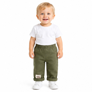 Boys Elastic Waist Outdoor Casual Cotton Twill Cargo Khaki Pants