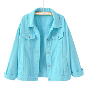 Women's Custom Color Spring Outerwear Short Cotton Denim Jean Jacket