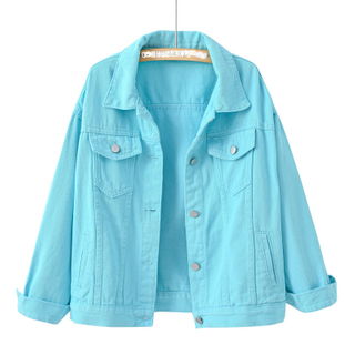 Women's Custom Color Spring Outerwear Short Cotton Denim Jean Jacket