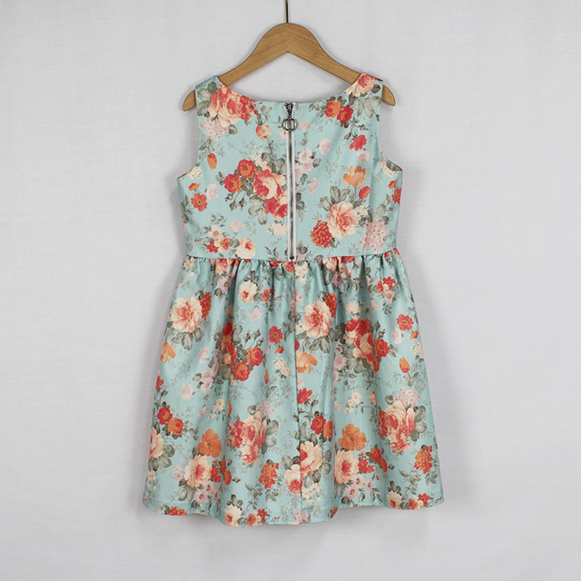 Girls Fashion Princess Print Skirt Kids Summer Scoop Neck Sleeveless Party Dress